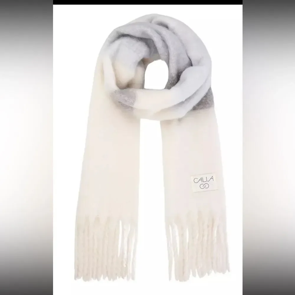 CALIA Women's Luxe Scarf NEW Grey Stripe